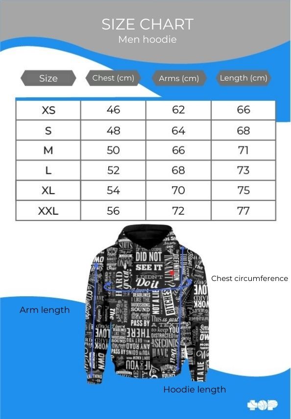 Tabulka velikosti mens hoodie utopy en